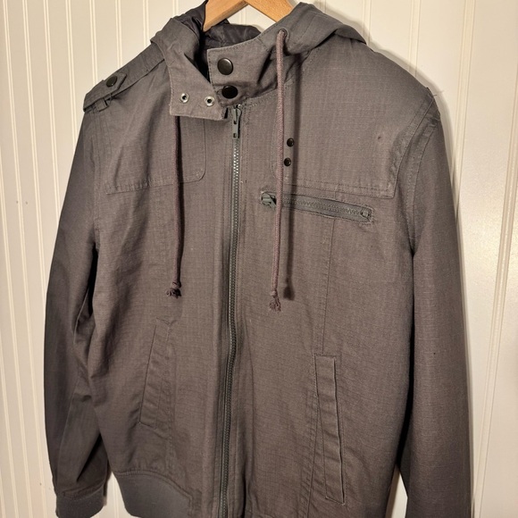 American Rag Men’s Dark Gray 100% Cotton Hooded Jacket Size Medium - Picture 3 of 13